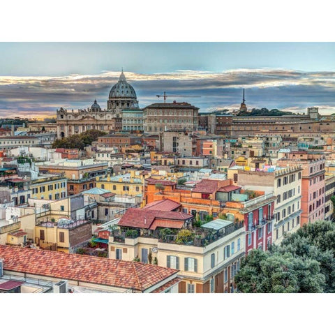 Vatican city and St. Peters Basilica, Rome, Italy Black Modern Wood Framed Art Print with Double Matting by Frank, Assaf
