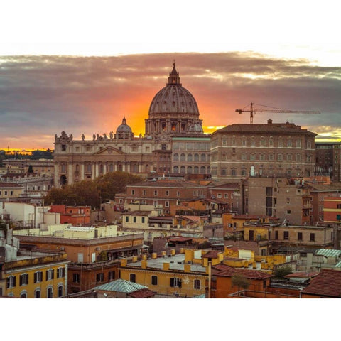Vatican city with St. Peters Basilica, Rome, Italy Black Modern Wood Framed Art Print with Double Matting by Frank, Assaf