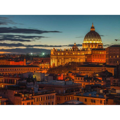 Vatican city with St. Peters Basilica, Rome, Italy Black Modern Wood Framed Art Print with Double Matting by Frank, Assaf