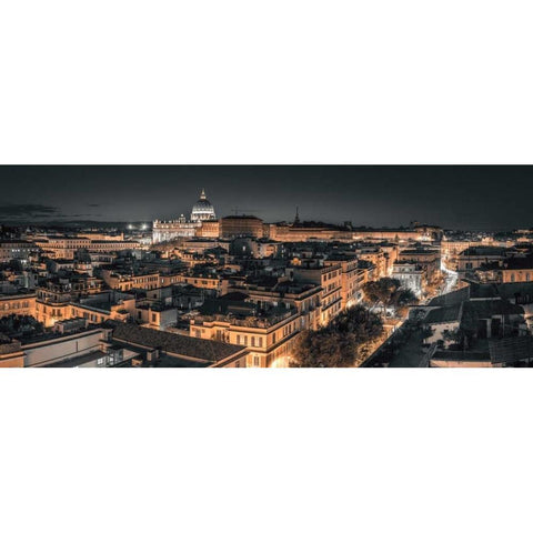 Vatican city with St. Peters Basilica, Rome, Italy Black Modern Wood Framed Art Print with Double Matting by Frank, Assaf