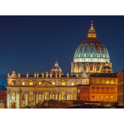 Vatican city with St. Peters Basilica, Rome, Italy Black Modern Wood Framed Art Print with Double Matting by Frank, Assaf