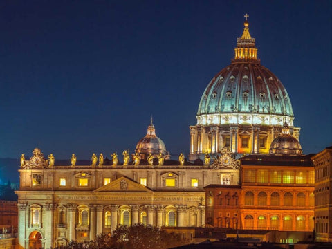 Vatican city with St. Peters Basilica, Rome, Italy White Modern Wood Framed Art Print with Double Matting by Frank, Assaf