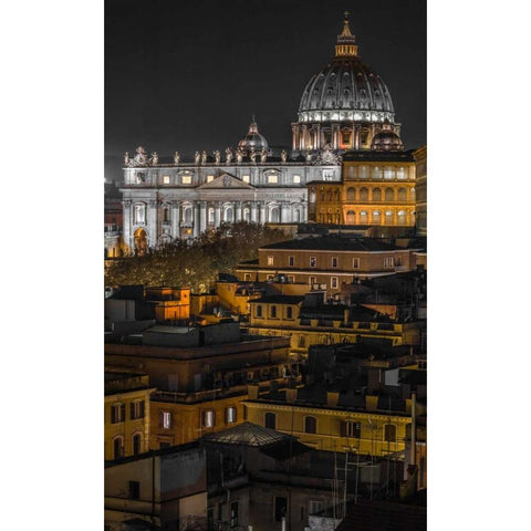 Vatican city with St. Peters Basilica, Rome, Italy Black Modern Wood Framed Art Print with Double Matting by Frank, Assaf