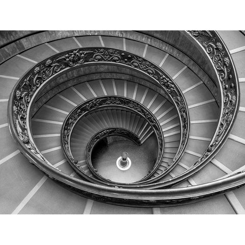 Spiral staircase in Vatican Black Modern Wood Framed Art Print with Double Matting by Frank, Assaf