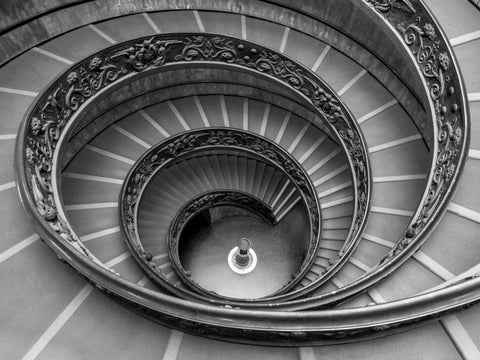 Spiral staircase at the Vatican museum, Rome, Italy White Modern Wood Framed Art Print with Double Matting by Frank, Assaf