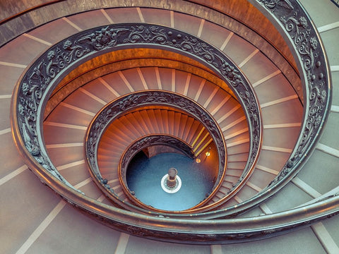 Spiral staircase at the Vatican museum, Rome, Italy Black Ornate Wood Framed Art Print with Double Matting by Frank, Assaf