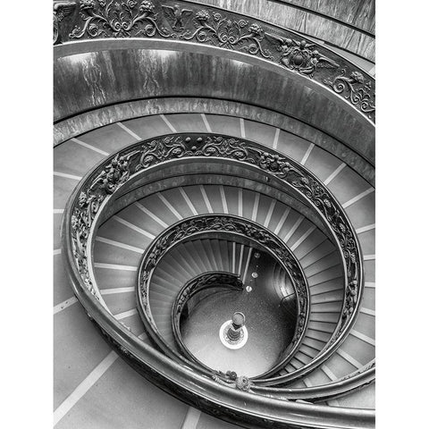 Spiral staircase at the Vatican museum-Rome-Italy Black Modern Wood Framed Art Print with Double Matting by Frank, Assaf