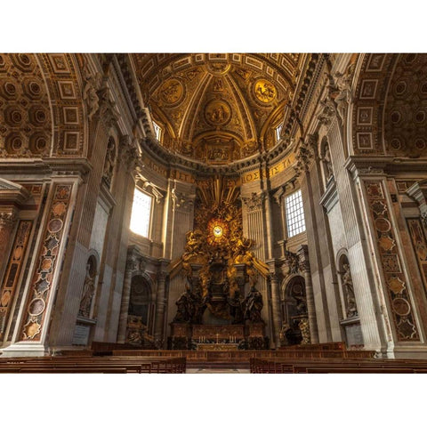 Inside of St. Peters Basilica, Rome, Italy Black Modern Wood Framed Art Print with Double Matting by Frank, Assaf
