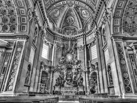Inside of St. Peters Basilica, Rome, Italy White Modern Wood Framed Art Print with Double Matting by Frank, Assaf