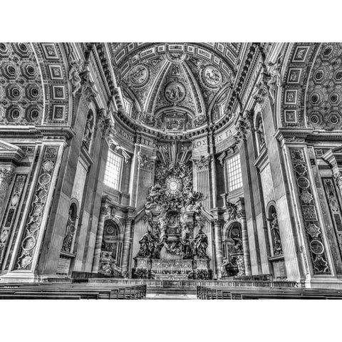 Inside of St. Peters Basilica, Rome, Italy Black Modern Wood Framed Art Print with Double Matting by Frank, Assaf