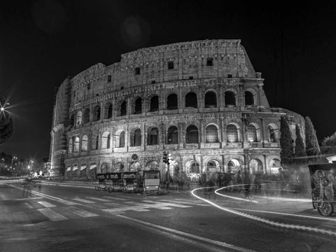 Famous Colosseum in Rome, Italy White Modern Wood Framed Art Print with Double Matting by Frank, Assaf