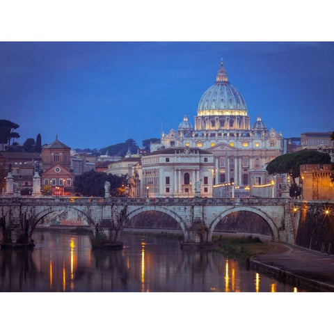 View of Basilica di San Pietro in Vatican, Rome, Italy Black Modern Wood Framed Art Print with Double Matting by Frank, Assaf