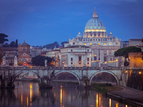 View of Basilica di San Pietro in Vatican, Rome, Italy Black Ornate Wood Framed Art Print with Double Matting by Frank, Assaf