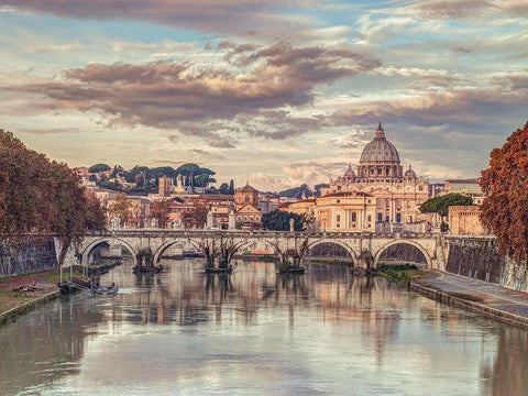Basilica di San Pietro White Modern Wood Framed Art Print with Double Matting by Frank, Assaf