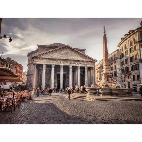 Pantheon in Rome, Italy Black Modern Wood Framed Art Print with Double Matting by Frank, Assaf