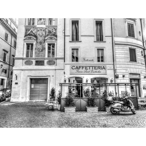 Cafeteria in Rome Black Modern Wood Framed Art Print with Double Matting by Frank, Assaf