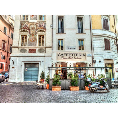 Cafeteria in Rome, Italy Black Modern Wood Framed Art Print with Double Matting by Frank, Assaf