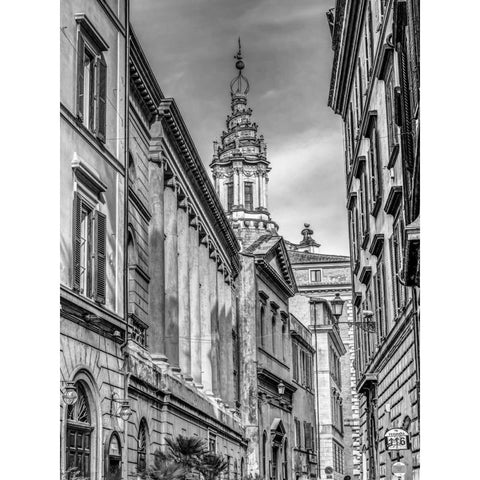 Old town in Rome Black Modern Wood Framed Art Print with Double Matting by Frank, Assaf