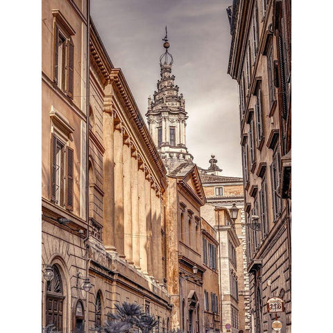 Old town in Rome-Italy Black Modern Wood Framed Art Print with Double Matting by Frank, Assaf