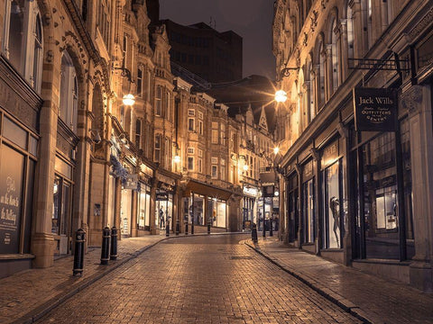 View of Cannon street at night, Birmingham, UK Black Ornate Wood Framed Art Print with Double Matting by Frank, Assaf