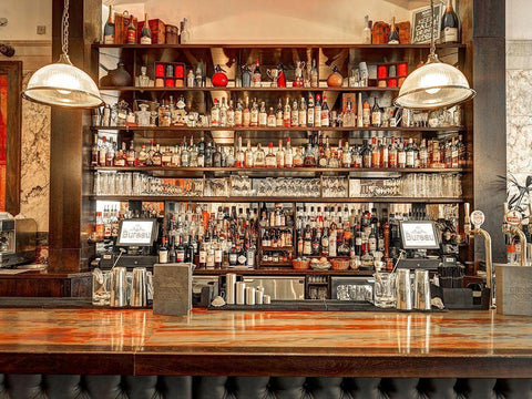 Bar in Birmingham-UK White Modern Wood Framed Art Print with Double Matting by Frank, Assaf