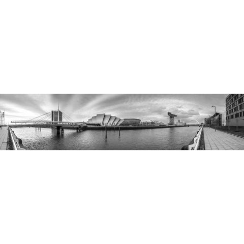 View along the river Clyde, Glasgow, FTBR-1814 Black Modern Wood Framed Art Print with Double Matting by Frank, Assaf
