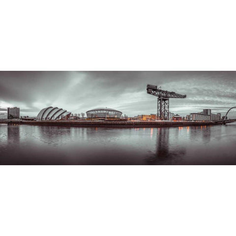 View along the river Clyde, Glasgow Black Modern Wood Framed Art Print with Double Matting by Frank, Assaf