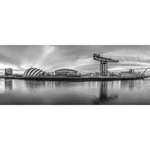 View along the river Clyde, Glasgow, FTBR-1805 Black Modern Wood Framed Art Print with Double Matting by Frank, Assaf