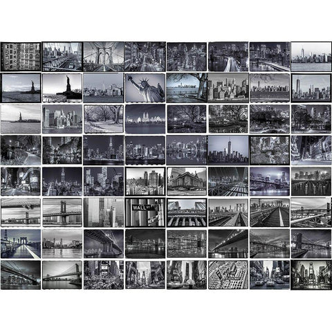 Collage of New York city Black Modern Wood Framed Art Print with Double Matting by Frank, Assaf