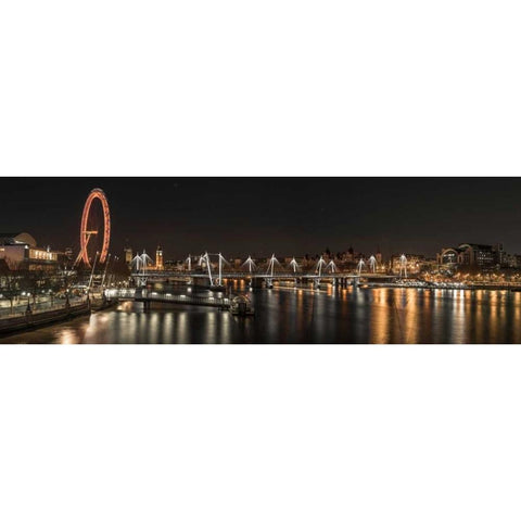 London cityscape over river Thames Black Modern Wood Framed Art Print with Double Matting by Frank, Assaf