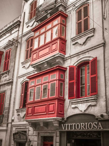 Traditional maltese house in Birgu, Malta White Modern Wood Framed Art Print with Double Matting by Frank, Assaf