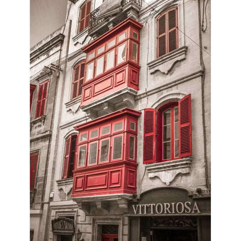 Traditional maltese house in Birgu, Malta Black Modern Wood Framed Art Print with Double Matting by Frank, Assaf