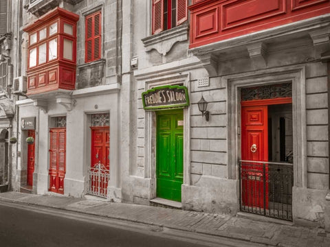 Traditional maltese house in Birgu, Malta White Modern Wood Framed Art Print with Double Matting by Frank, Assaf