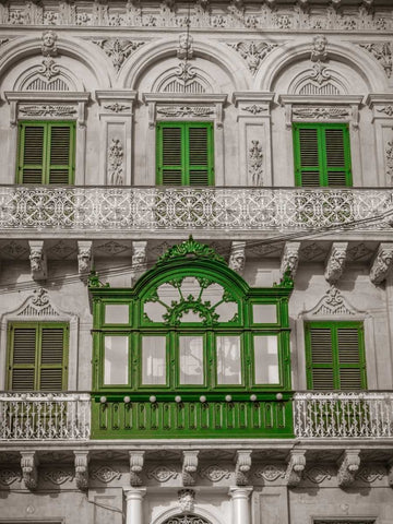 Traditional maltese house in Birgu, Malta White Modern Wood Framed Art Print with Double Matting by Frank, Assaf