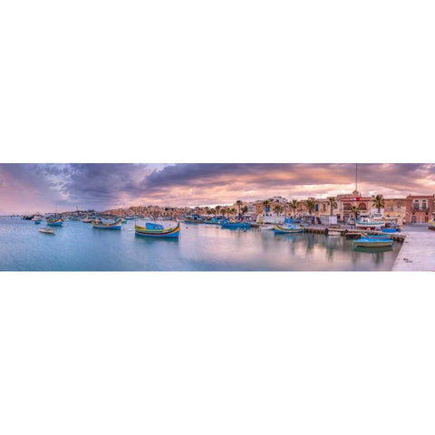 Marsaxlokk harbour, Malta Black Modern Wood Framed Art Print with Double Matting by Frank, Assaf