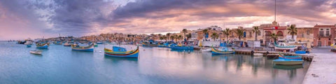 Marsaxlokk harbour, Malta White Modern Wood Framed Art Print with Double Matting by Frank, Assaf