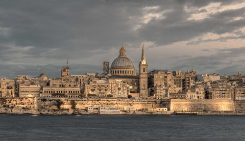 St Pauls Cathedral and Carmelite church at Valetta, Malta Black Ornate Wood Framed Art Print with Double Matting by Frank, Assaf