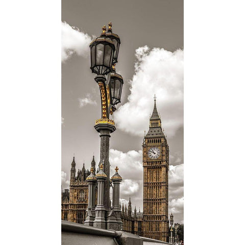 Street lamp with Big Ben in background-London-UK Black Modern Wood Framed Art Print with Double Matting by Frank, Assaf