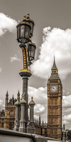 Street lamp with Big Ben in background-London-UK Black Ornate Wood Framed Art Print with Double Matting by Frank, Assaf
