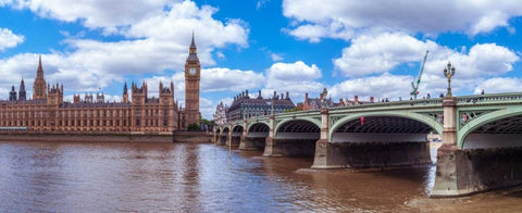 Houses of Parliament and Big Ben, London, UK Black Ornate Wood Framed Art Print with Double Matting by Frank, Assaf