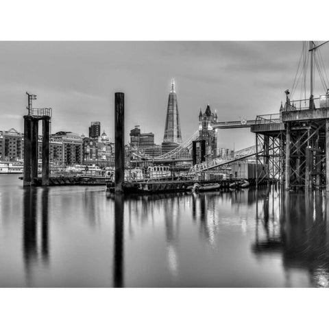 Tower bridge over river Thames in London, UK Black Modern Wood Framed Art Print with Double Matting by Frank, Assaf
