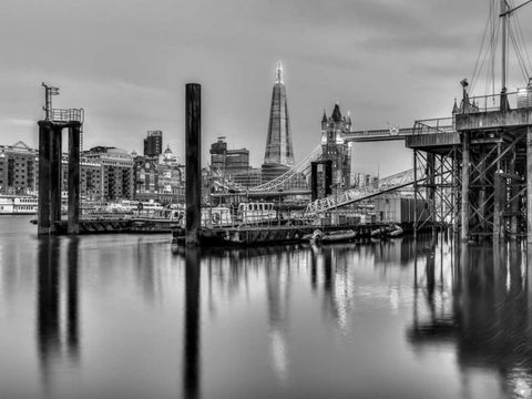 Tower bridge over river Thames in London, UK Black Ornate Wood Framed Art Print with Double Matting by Frank, Assaf