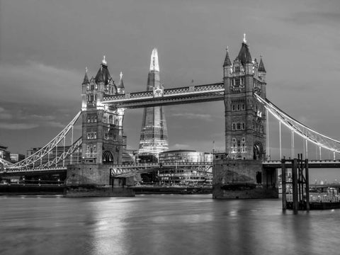 Tower bridge over river Thames in London, UK Black Ornate Wood Framed Art Print with Double Matting by Frank, Assaf