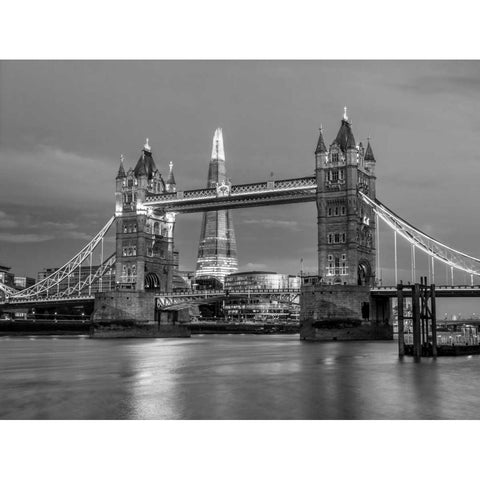 Tower bridge over river Thames in London, UK Black Modern Wood Framed Art Print with Double Matting by Frank, Assaf