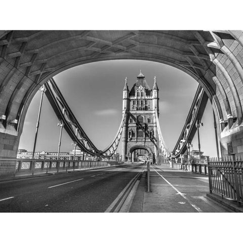 Tower bridge in London, UK Black Modern Wood Framed Art Print with Double Matting by Frank, Assaf