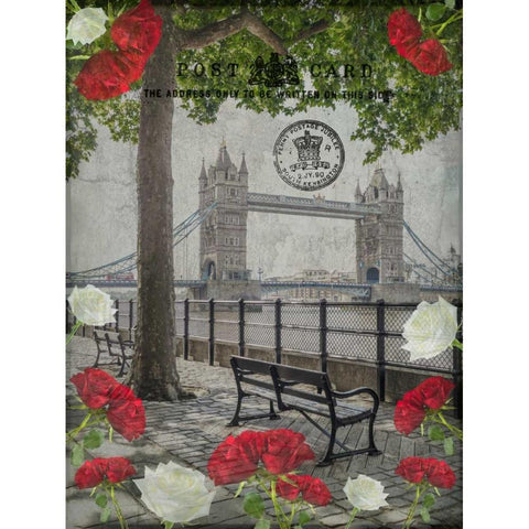 Thames promenade with Tower bridge in background, London, UK Black Modern Wood Framed Art Print with Double Matting by Frank, Assaf