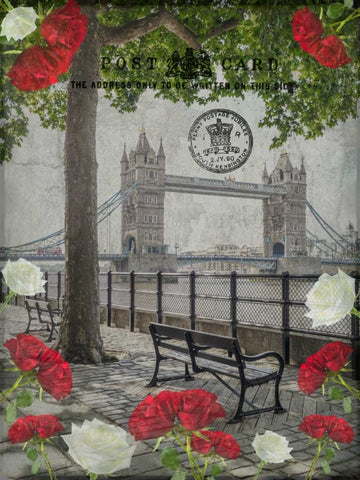 Thames promenade with Tower bridge in background, London, UK White Modern Wood Framed Art Print with Double Matting by Frank, Assaf