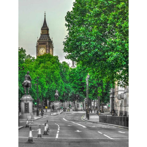 Big Ben from city street, London Black Modern Wood Framed Art Print with Double Matting by Frank, Assaf