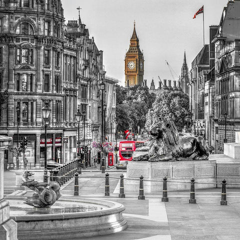 Trafalgar Square, London, UK Black Modern Wood Framed Art Print with Double Matting by Frank, Assaf