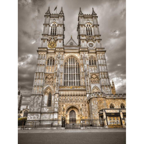 Famous Westminster Abby in London, UK Black Modern Wood Framed Art Print with Double Matting by Frank, Assaf